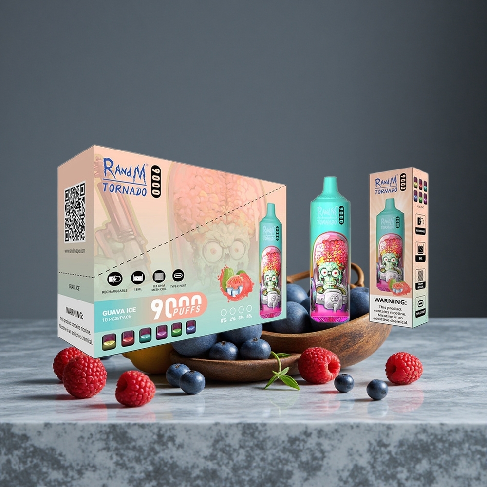 Zilā Skābā Aveņu RandM Tornado 9000 Iemīdījumi ar 18 mL EŠķidruma & 850 mAh Uzlādējama Baterija