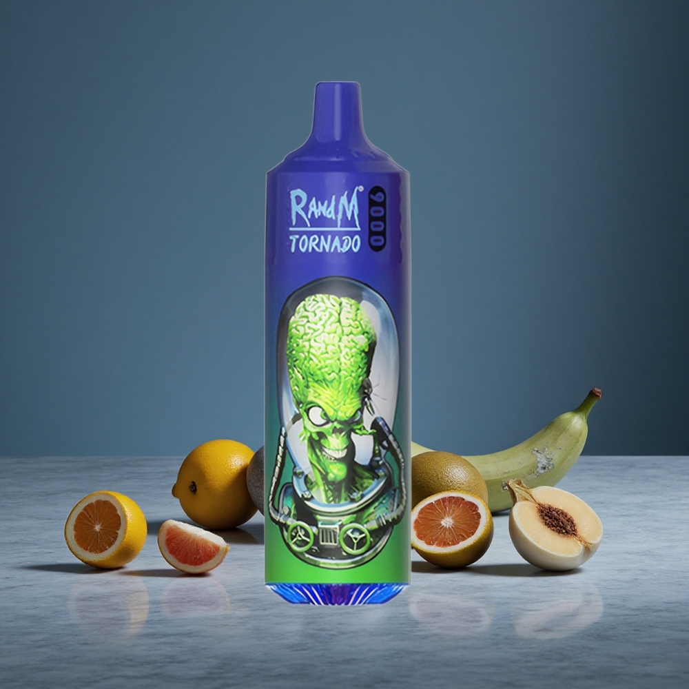 Zilais RandM Fumot Tornado 9000 Puffs 18 mL Tilpums 850 mAh Uzlādējams