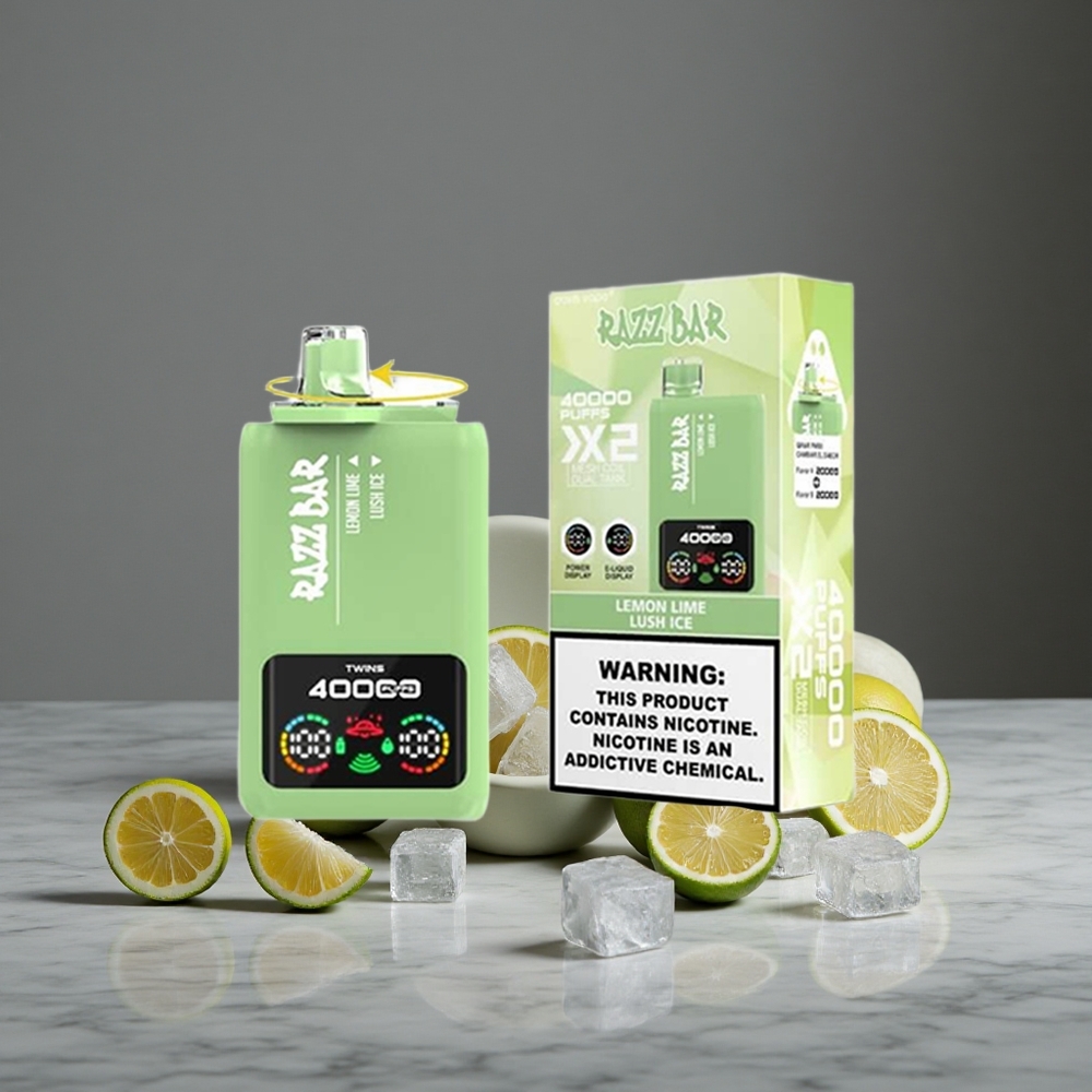 Citronu-Laima & Svaiga Ledus Razz Bar Vienreizlietojamais Vape 40000 Pūksti 1.0Ohm 2 Režģa Spole