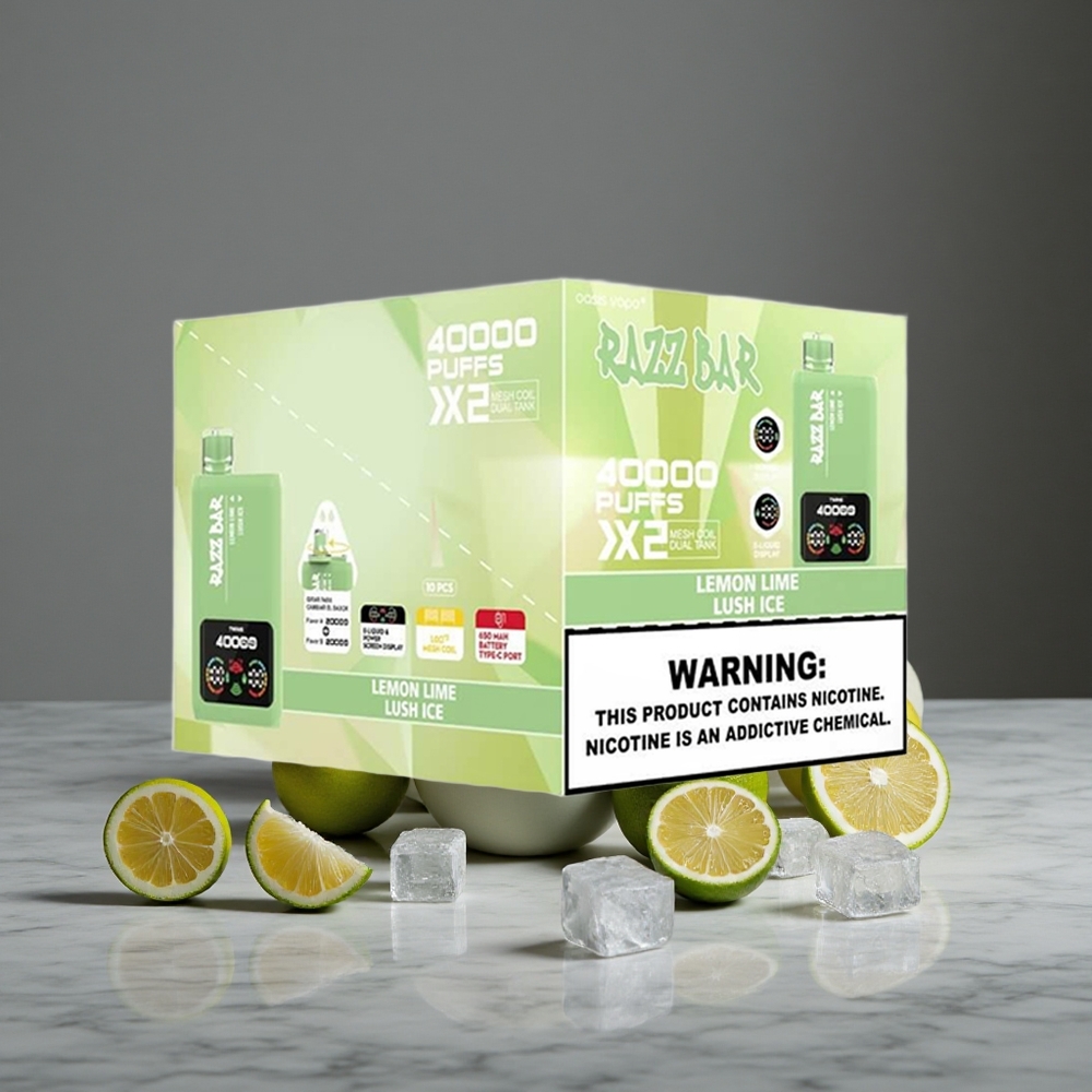 Citronu-Laima & Svaiga Ledus Razz Bar Vienreizlietojamais Vape 40000 Pūksti 1.0Ohm 2 Režģa Spole