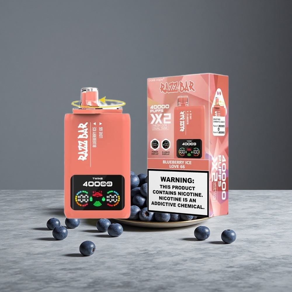 Zemeņu Ledus Razz Bar Vienreizlietojamais Vape 40000 Puffs 1.0 Ohm 2 Siets Spole 2%,5% Nikotīna Saturs