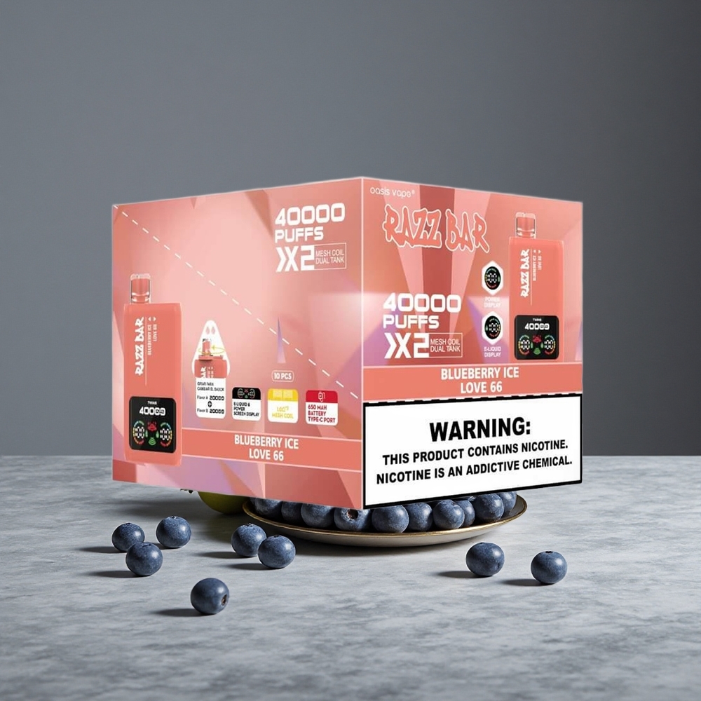 Zemeņu Ledus Razz Bar Vienreizlietojamais Vape 40000 Puffs 1.0 Ohm 2 Siets Spole 2%,5% Nikotīna Saturs