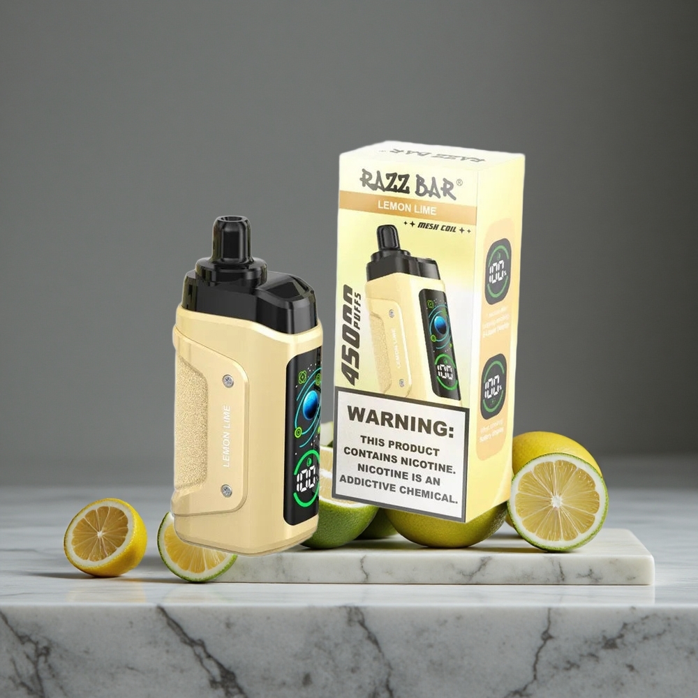 Citrons-Laime Razz Bar Vienreizlietojamais Vape 45000 Ievelkieni 1,0 Ohm Mesh Coil