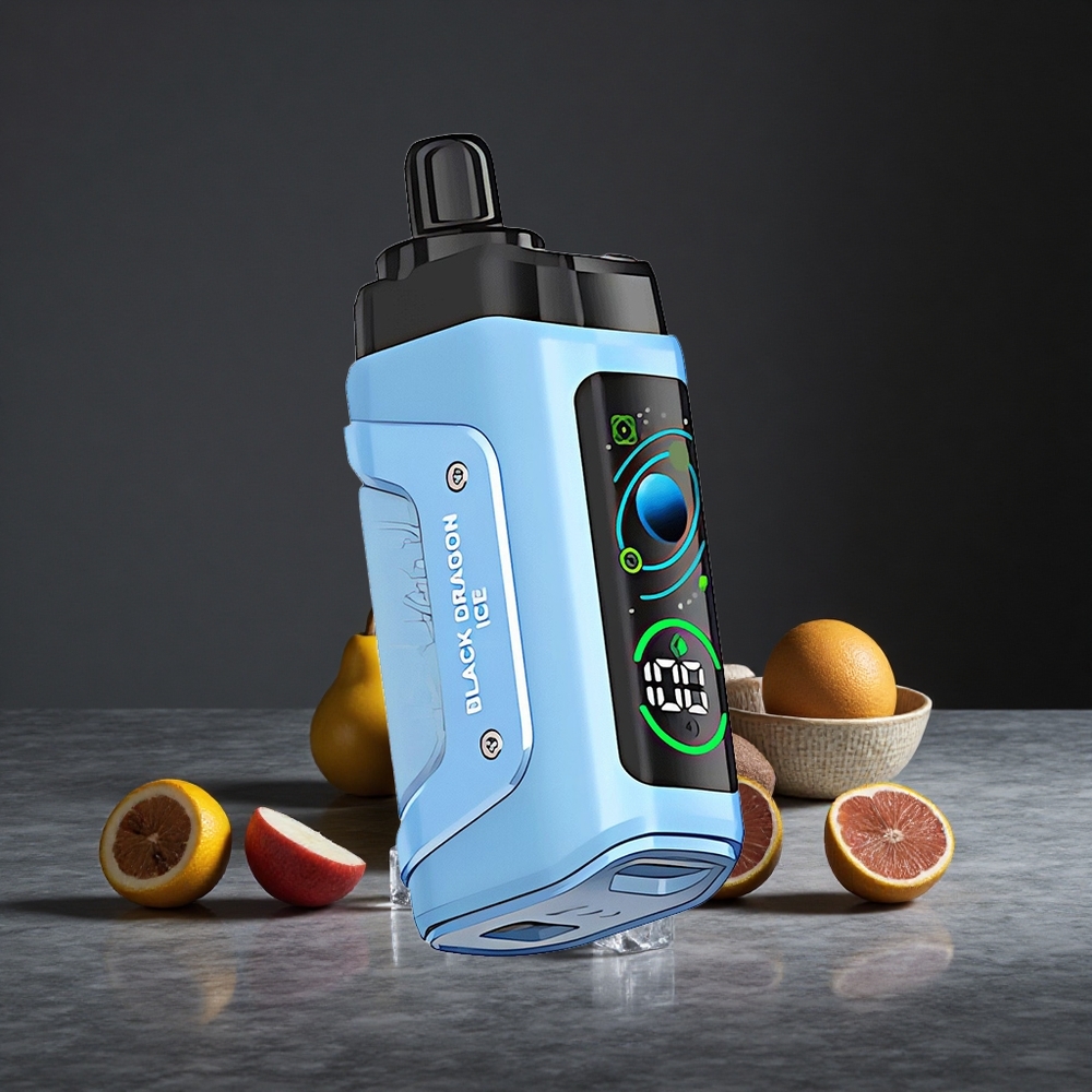 Melnais Pūķa Ledus Razz Bar 45000 Puffs Tipa-C Uzlādējams Vienreizlietojamais Vape