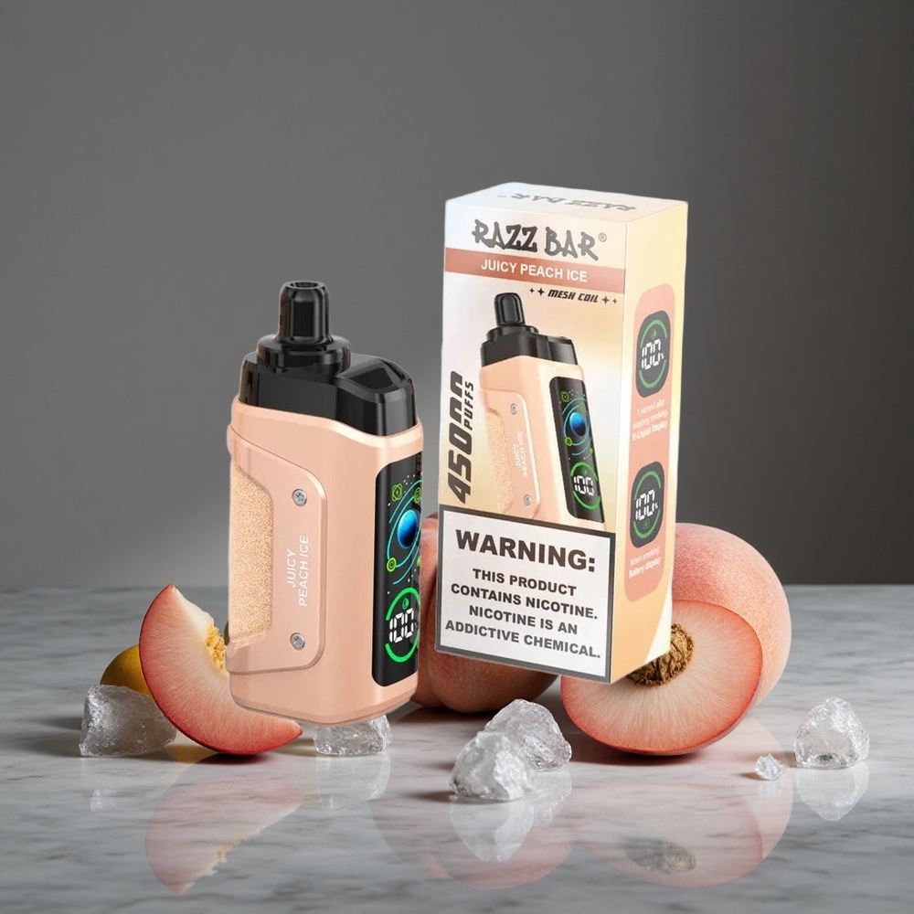 Sulīgā Persiku Ledus Razz Bar 45000 Puffs 1.0 Ohm Mesh Tinis Vienreizlietojamais Vape
