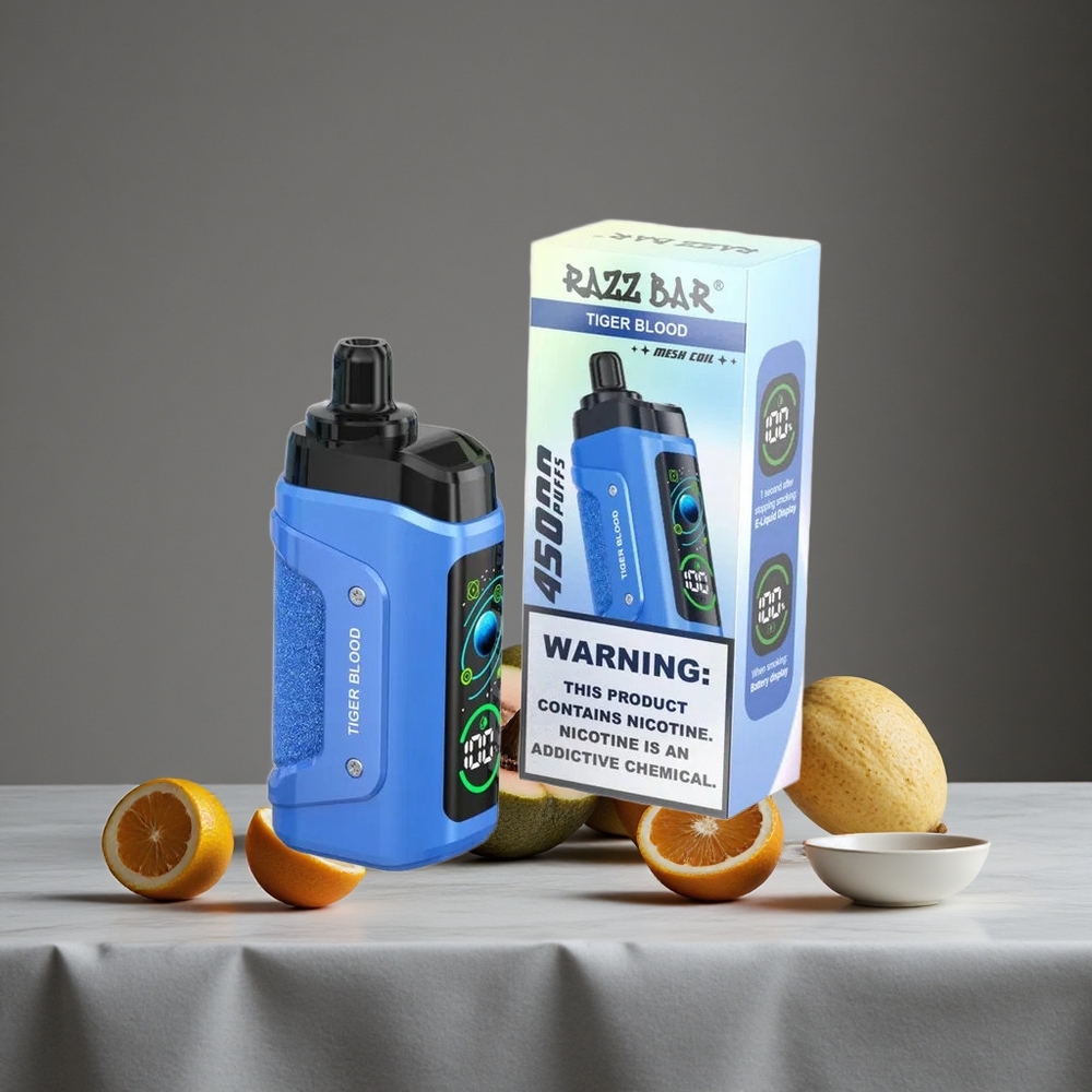 Tīģera Asinis Razz Bar Vienreizlietojamais Vape 45000 Puffs 1.0 Ohm Mesh Spole