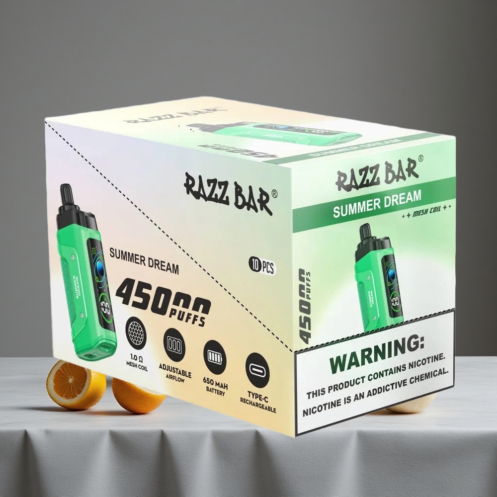 Vasaras Sapnis Kombinācija Razz Bar 45000 Puffs Vienreizlietojamais Vape 1.0 Ohm Mesh Spole