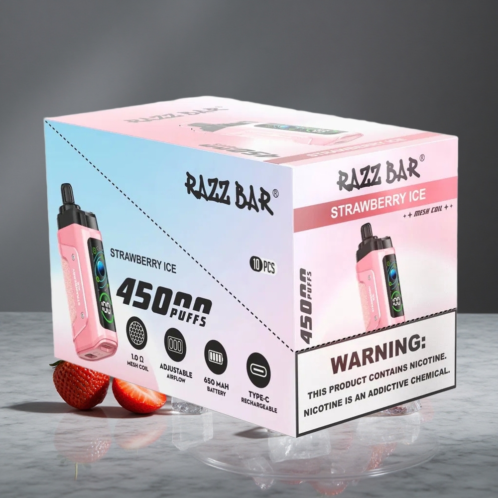 Zemeņu Ledus Razz Bar Disposable 45000 Puffs 1.0 Ohm Mesh Spole