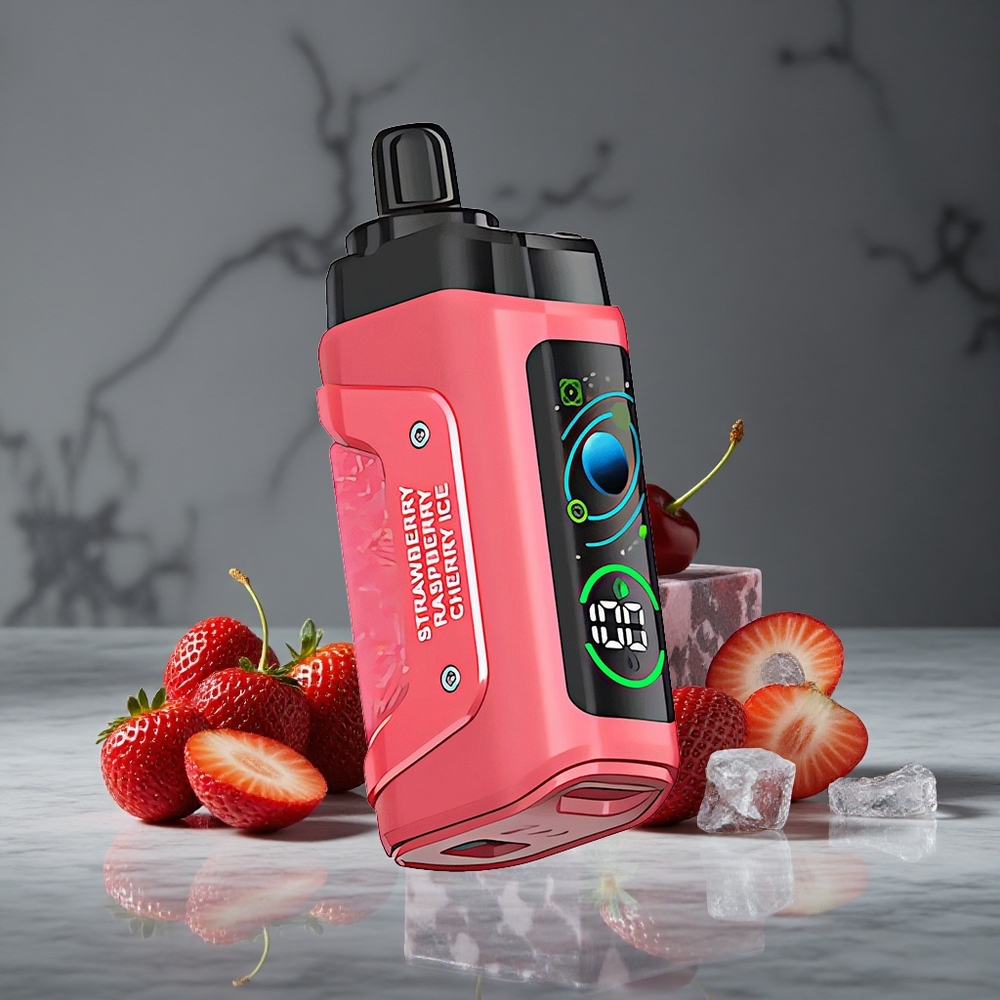 Zemeņu-ķiršu ledus Razz Bar Vienreizlietojamais Vape 45000 Puffs 20 mg/ml Nikotīna stiprums