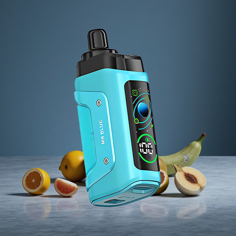 Zilais Razz Bar Vienreizlietojamais Vape 45000 Puffu 1.0 Ohm Mesh Coil