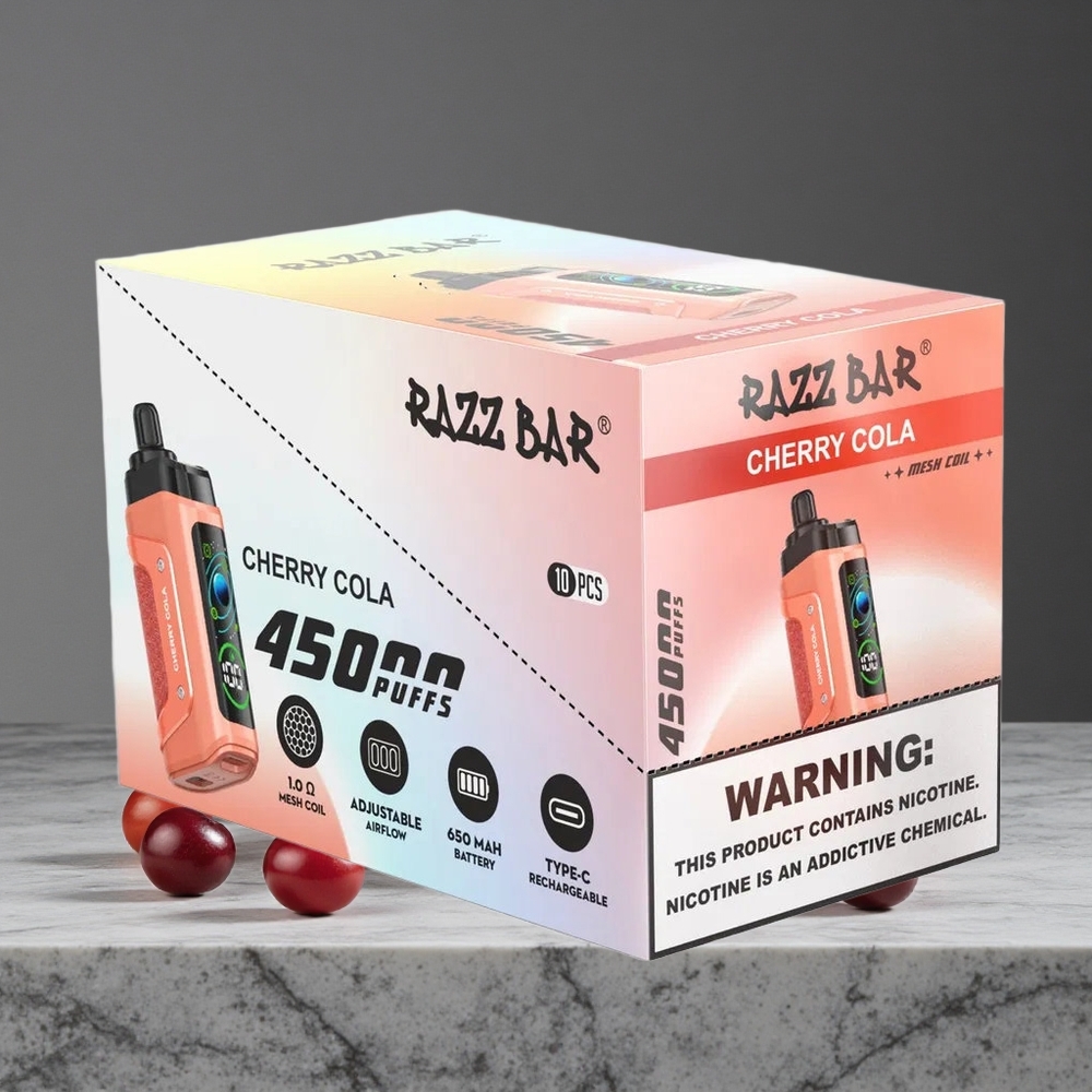 Ķiršu Kola Razz Bar Vienreizlietojamais Vape 45000 Puffs 1.0 Ohm Tīkla Spole