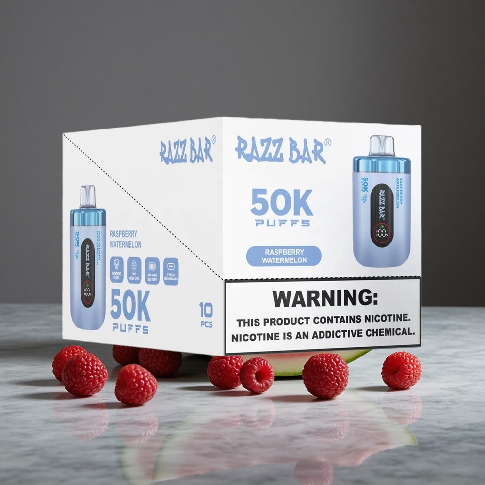 Aveņu Arbūza Razz Bar Vienreizlietojamais Vape 50K Puffs 1.0 Ohm Mesh Spole