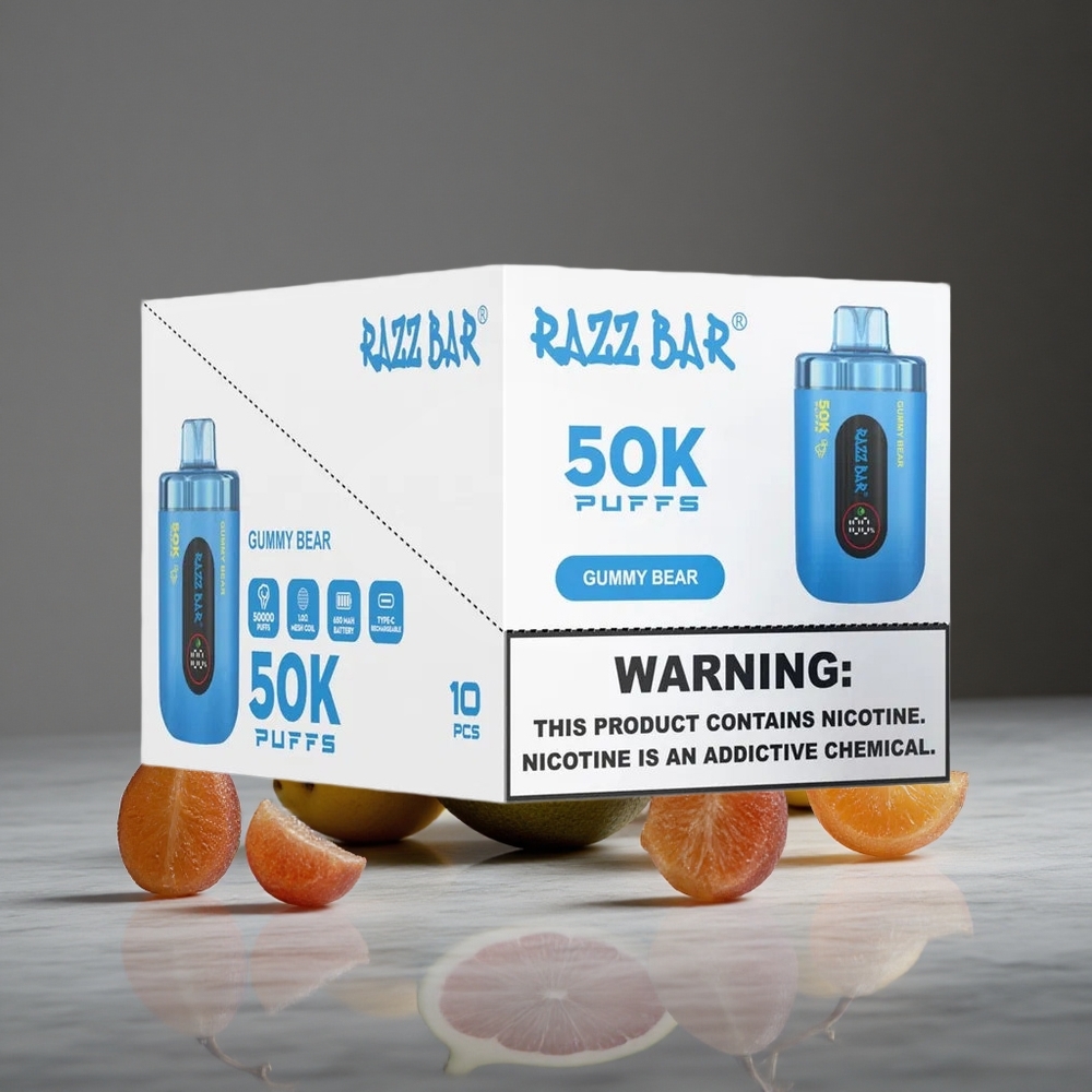 Gumijlāču Razz Bar 50K Iemūžinājumi 1.0 Ohm Tīkla Spole 2% Nikotīna Saturs