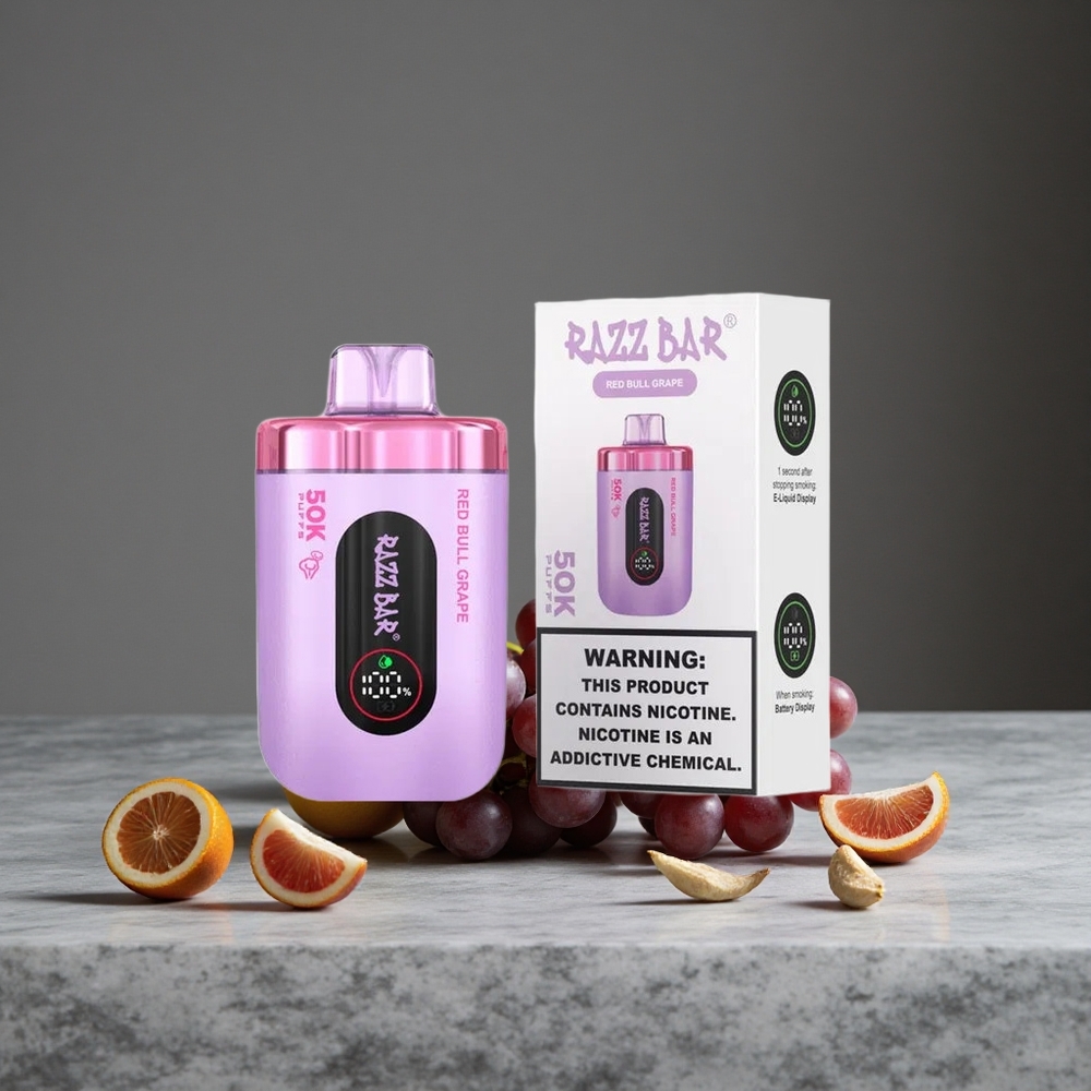 Sarkanā Vērša Vīnogas Kombinācija Razz Bar 50K Puffs 50000 Puffs 1.0 Ohm Tīkls Spole