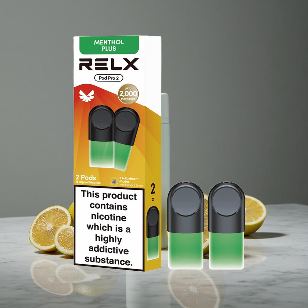Mētra-Menta RELX Pod Pro 2 600 Puffs Nikotīns:1,8% Tilpums:1,9ml