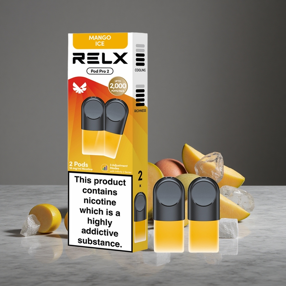 Mango Leduss Relx Pod Pro 2 600 Puffs Nikotīna Saturs:1.8% Tilpums:1.9ml