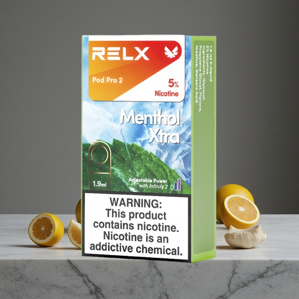 Mentola Kombinācija Relx Pod Pro 2 600 Puffs 5% Nikotīns 1.9ml Tilpums 3 Sprieguma Režīmi