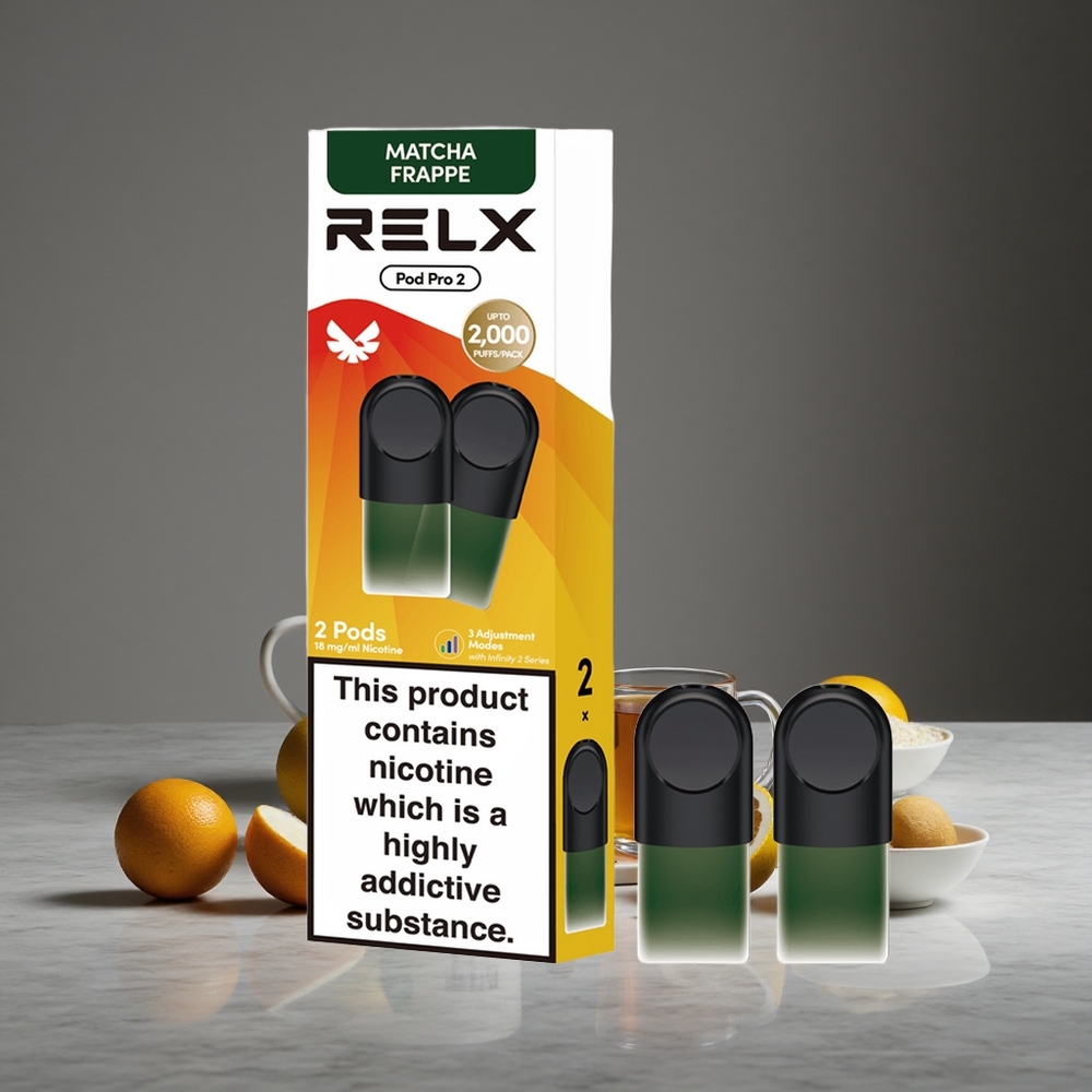 Tēja-Matča Frape Tēja RELX Pod Pro 2 600 Pūtiņi Nikotīna Saturs:1,8% Ietilpība:1,9ml